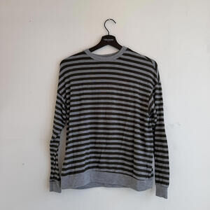 Gray and Black Striped Long Sleeve Sweater